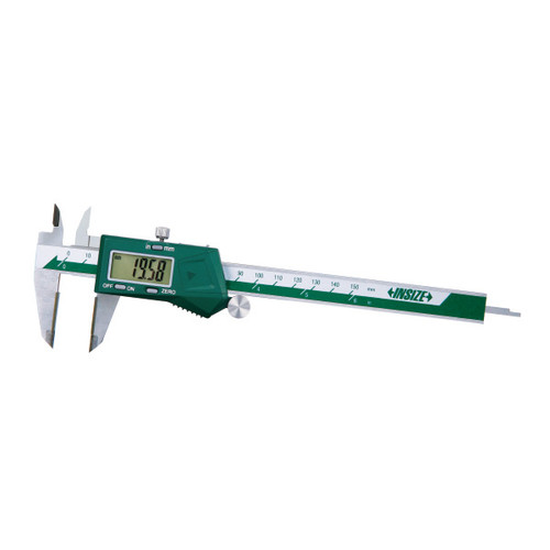 Insize 1110-200B Electronic Calipers With Carbide Tipped Jaws, 0-8"/0-200Mm, Graduation .0005"/0.01Mm, Carbide Tipped Lower Jaws