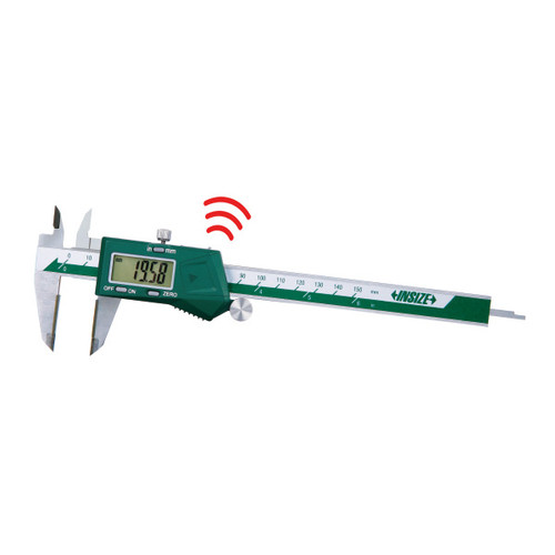 Insize 1110-150Bwl Electronic Calipers With Carbide Tipped Jaws, 0-6"/0-150Mm, Graduation .0005"/0.01Mm, Carbide Tipped Lower Jaws, Built-In Wireless