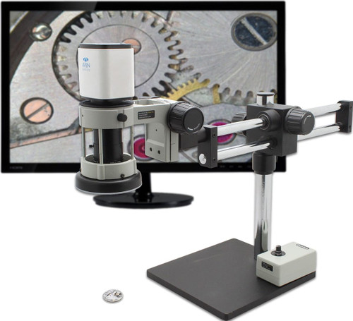 Aven 258-209-534 - AUTO FOCUS CAMERA WITH COMPUTAR LENS MOUNTED ON ULTRA GLIDE STAND WITH ADAPTER TO ALLOW FOR TILTING WITH 22" MONITOR AND DUAL GOOSENECK TASK LIGHT