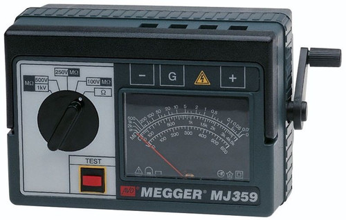 Megger 6410-865 MJ359 Megger - analog Insulation Tester 100/250/500/1000 V Hand Cranked  & Line Powered (110 V, 60 Hz) 0-5k?  Range