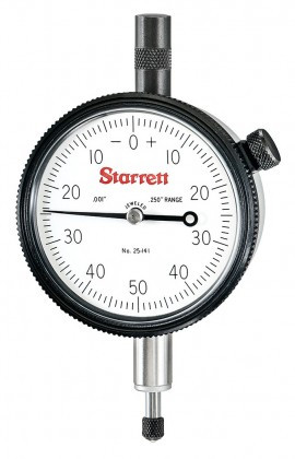 Starrett 25-141J Dial Indicator, 0 to 0.25" range, 0 to 50 to 0 reading