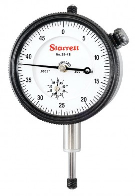 Starrett 25-431J Dial Indicator, 0 to 0.5" range, 0 to 50 reading