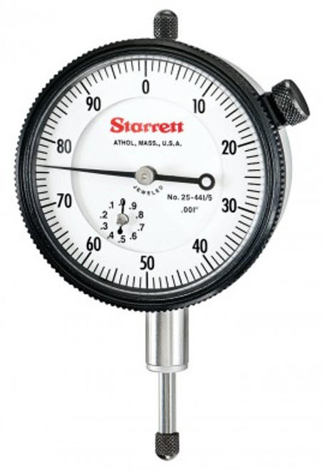 Starrett 25-441/5J Dial Indicator, 0 to 0.5" range, 0 to 100 reading