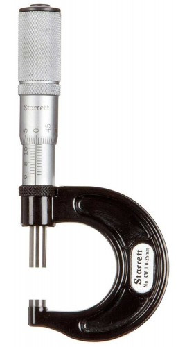 Starrett 436.1MXFL-25 Outside Micrometer, 0-25mm, +/-.002mm