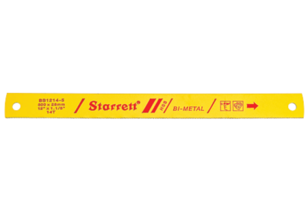 Starrett BS1214-5 BI-METAL, HIGH SPEED STEEL, POWER HACKSAW BLADE, 12" X 1-1/8" X .050" - 300MM X 28MM X 1.25MM, 14 TPI, 8.5MM PINHOLE DIAMETER