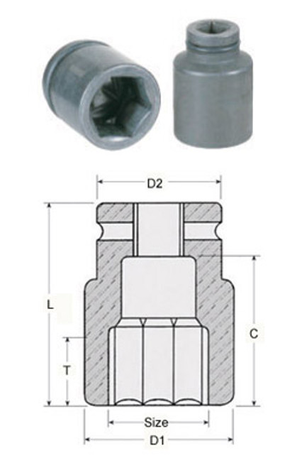 Mountz 271668 Impact Socket 6Pt (1 Sq Dr X 2 1/16")