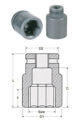 Mountz 271708 Impact Socket 6Pt (1 SQ DR x 2 1/8")