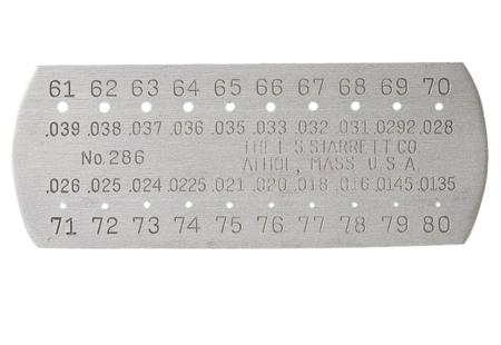 Starrett 286 DRILL & STEEL WIRE GAGE- #61-80