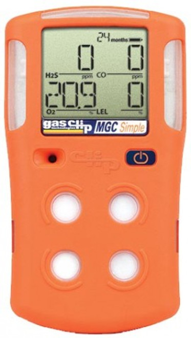 Gas Clip Technologies MGC-S 4 Multi Gas Clip 4-Gas Monitor (H2S,O2,CO, and LEL), 2 Years Run Time