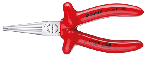 Gedore 6717110 VDE Round nose pliers with VDE dipped insulation VDE 8122-160