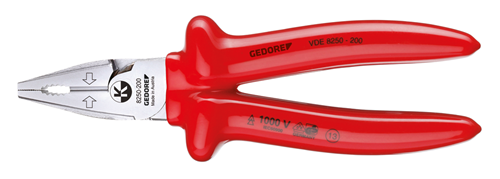 Gedore 6720250 VDE Heavy duty combination pliers with VDE dipped insulation 200 mm VDE 8250-200