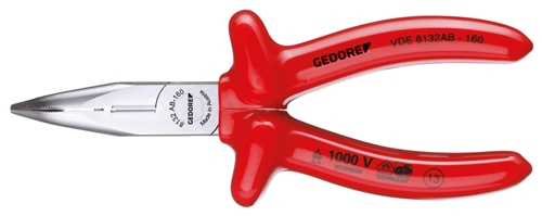 Gedore 6721730 VDE Bent nose telephone pliers with VDE dipped insulation 160 mm VDE 8132 AB-160