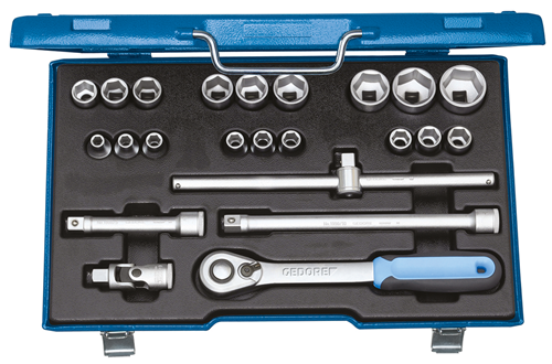 Gedore 2545837 Socket set 1/2", 23 pcs hex 8-32 mm 19 EMU-20