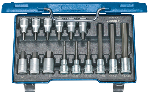 Gedore 6129360 Screwdriver bit socket set 1/2" 15 pcs in-hex 5-17 mm IN 19 LKM