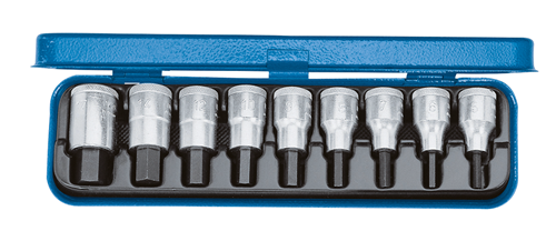 Gedore 6156410 Screwdriver bit socket set 1/2" 9 pcs in-hex INCH IN 19 PA