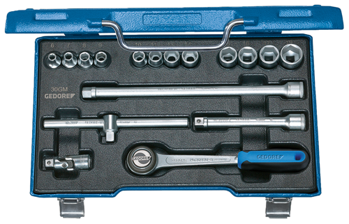 Gedore 6235980 Socket set 3/8" 17 pcs hex 6-19 mm 30 GMU-3