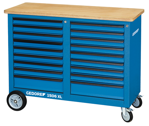 Gedore 2528096 Mobile workbench, 1.25 m wide, with 18 drawers 1506 XL 2810