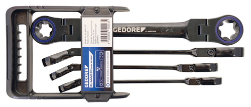 Gedore KL-4443-30 Double-jointed ratchet spanner set
