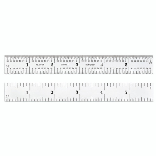 Starrett C604R-6 W/SLC STEEL RULE WITH STANDARD LETTER OF CERTIFICATION- SPRING-TEMPERED- 6"- 4R GRADS