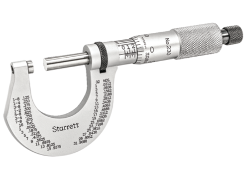 Starrett T230RL MICROMETER- OUTSIDE 0-1"