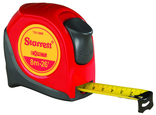 Starrett KTX1-8M-N Exact 1" x 8m Metric Measuring Tape- Graduated in Millimeters, QTY of 6