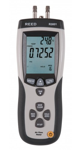 REED Instruments R3001 ANEMOMETER/MANOMETER, PITOT TUBE, 80.0M/S/±5000PA