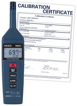 REED Instruments R6001-NIST THERMO-HYGROMETER, 0/100%RH, -4/140, -20/60 W/NIST CERT