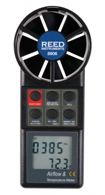 REED Instruments 8906-NIST ANEMOMETER/THERMOMETER, ROTATING VANE W/ AIR VOLUME W/NIST CERT