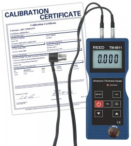 REED Instruments TM-8811-NIST THICKNESS GAUGE, ULTRASONIC, 0.05/7.9", 1.5/200MM W/NIST CERT