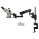 Aven SPZV50-209-550-PCL - SPZV-50 TRINOCULAR MICROSCOPE 6.75X TO 50X MOUNTED ON ARTICULATING ARM STAND WITH POST, CLAMP AND E-ARM FOCUS MOUNT WITH INTEGRATED RING LIGHT