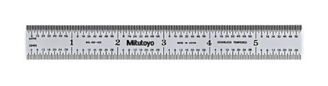 Mitutoyo Series 182 Steel Rulers, 18 in, 4R, Wide, Stainless Steel, Rigid