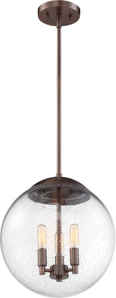 Nuvo Lighting - 60-6741 - Three Light Pendant - Ariel - Antique Copper / Clear Seeded Glass