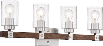 Nuvo Lighting - 60-6964 - Four Light Vanity - Arabel - Brushed Nickel / Nutmeg Wood