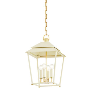 Hudson Valley - 5119-AGB/SSD - Four Light Lantern - Natick - Aged Brass