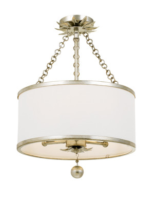 Crystorama - 513-SA_CEILING - Three Light Semi Flush Mount - Broche - Antique Silver