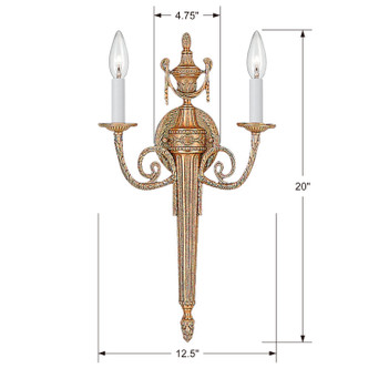 Cast Brass Wall Mount Two Light Wall Sconce (662-MB)