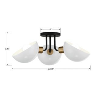 Gigi Three Light Semi Flush Mount (GIG-810-BK-AG)