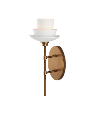 Currey and Company - 5000-0236 - One Light Wall Sconce - Etiquette Collection - Antique Brass/White