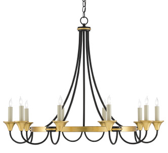 Currey and Company - 9000-0474 - Ten Light Chandelier - Hanlon Chandelier - Washed Black/Contemporary Gold Leaf
