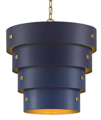 Currey and Company - 9000-0500 - One Light Pendant - Blue/Contemporary Gold Leaf/Autumn Gold