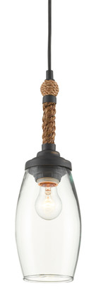 Currey and Company - 9000-0650 - One Light Pendant - Hightider Collection - French Black/Natural Rope