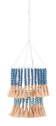Currey and Company - 9000-0831 - One Light Pendant - St. Barts Collection - Sugar White/Mist Blue/Demin Blue/Natural Rope