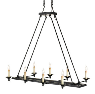 Currey and Company - 9816 - Eight Light Chandelier - Houndslow Black Rectangular Chandelier - Satin Black