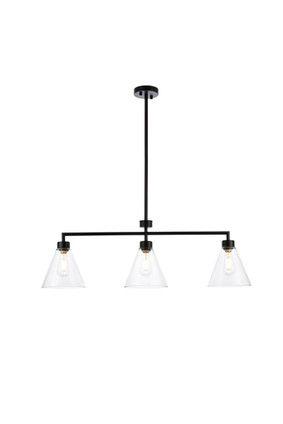 Elegant Lighting - LD2502BK - Three Light Pendant - Mera - Black And Clear Elegant Lighting - LD2502BK - Three Light Pendant - Mera - Black And Clear