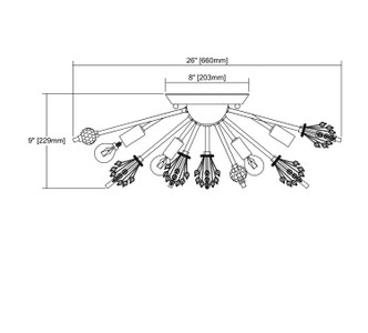 Starburst Eight Light Semi Flush Mount in Polished Chrome (45-11748/8)