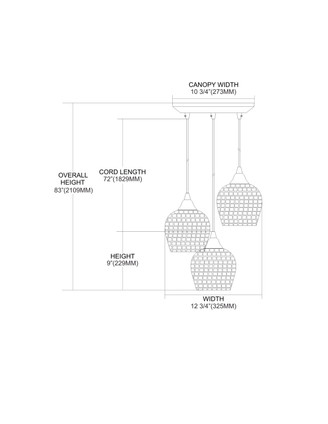Fusion Three Light Pendant in Satin Nickel (45-528-3WHT)