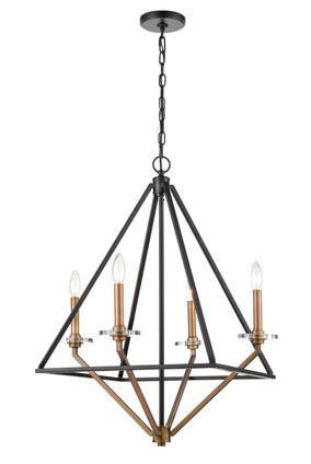 Innovations - 331-4CR-BBG - Four Light Chandelier - Raleigh - Black Brushed Brass