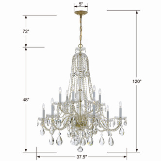 Traditional Crystal 12 Light Chandelier (1112-PB-CL-S)