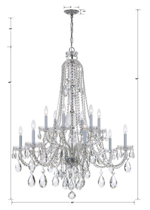 Traditional Crystal 12 Light Chandelier (1114-CH-CL-MWP)