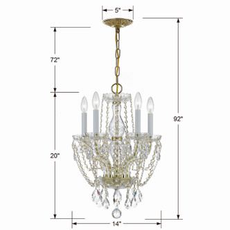 Traditional Crystal Five Light Mini Chandelier (1129-PB-CL-SAQ) Traditional Crystal Five Light Mini Chandelier (1129-PB-CL-SAQ)